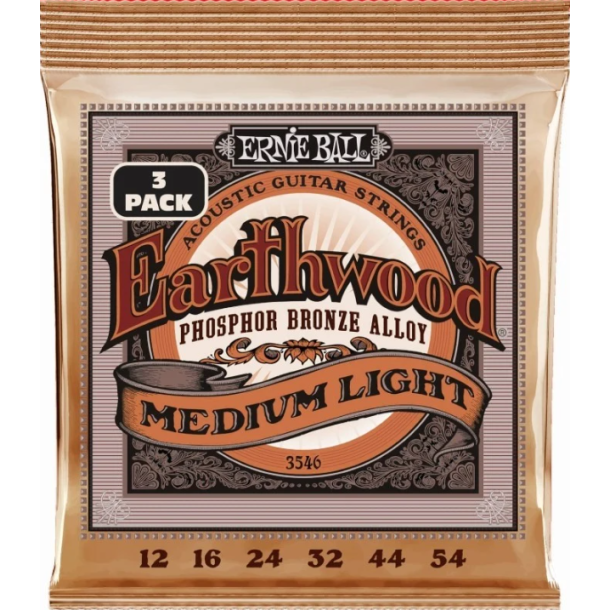 Ernie Ball 3546 Earthwood PSB Medium Light 3-pack